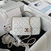 Chanel 23A Mini Crystals Top Handle White Leather Bag - 1