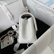 Chanel 23A Mini Crystals Top Handle White Leather Bag - 6