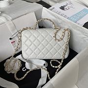 Chanel 23A Mini Crystals Top Handle White Leather Bag - 4