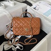 Chanel 23A Mini Crystals Top Handle Brown Leather Bag - 1