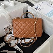 Chanel 23A Mini Crystals Top Handle Brown Leather Bag - 3