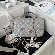 Chanel 23A Mini Crystals Top Handle Gray Leather Bag - 1