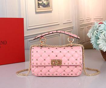 VALENTINO GARAVANI small rockstud spike pink leather bag