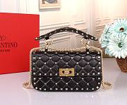 VALENTINO GARAVANI small rockstud spike black leather bag - 1