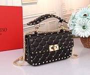 VALENTINO GARAVANI small rockstud spike black leather bag - 6