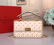 VALENTINO GARAVANI small rockstud spike beige leather bag - 1