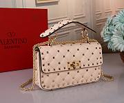 VALENTINO GARAVANI small rockstud spike beige leather bag - 3