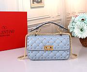 VALENTINO GARAVANI small rockstud spike blue leather bag - 1