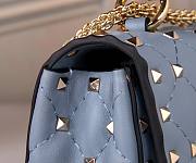 VALENTINO GARAVANI small rockstud spike blue leather bag - 6