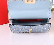 VALENTINO GARAVANI small rockstud spike blue leather bag - 5