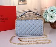 VALENTINO GARAVANI small rockstud spike blue leather bag - 3