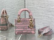 Dior Mini Lady D-Lite Pink & Gray Embroidery Bag - 1