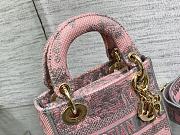 Dior Mini Lady D-Lite Pink & Gray Embroidery Bag - 3