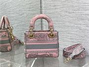 Dior Mini Lady D-Lite Pink & Gray Embroidery Bag - 2