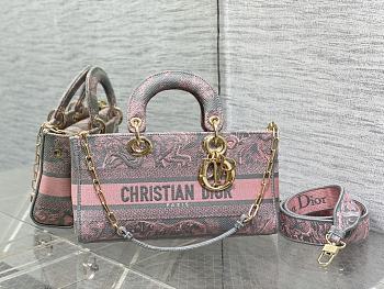 Dior Lady D-Joy Pink & Gray Embroidery Bag