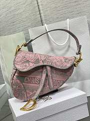 Dior Saddle Pink & Gray Embroidery Bag - 1