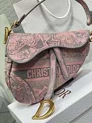 Dior Saddle Pink & Gray Embroidery Bag - 5