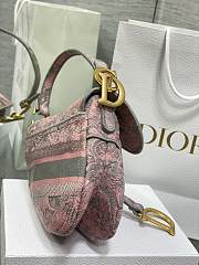 Dior Saddle Pink & Gray Embroidery Bag - 4