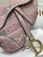 Dior Saddle Pink & Gray Embroidery Bag - 2