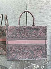 Dior Book Tote Pink & Gray Embroidery Bag - 2