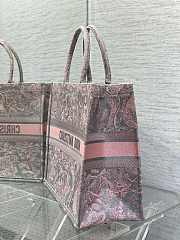 Dior Book Tote Pink & Gray Embroidery Bag - 4