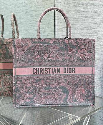Dior Book Tote Pink & Gray Embroidery Bag
