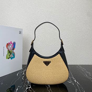 Prada 1BC179 fabric & black leather shoulder bag