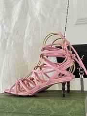 Gucci pink Strappy sandal bamboo heels - 2