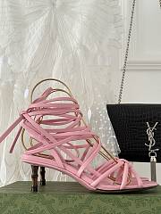 Gucci pink Strappy sandal bamboo heels - 4