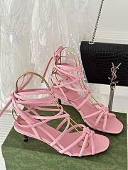 Gucci pink Strappy sandal bamboo heels - 5