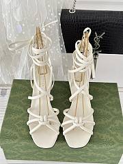 Gucci white strappy sandal bamboo heels - 2