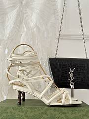 Gucci white strappy sandal bamboo heels - 4