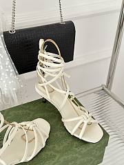 Gucci white strappy sandal bamboo heels - 5