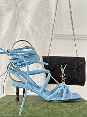 Gucci blue strappy sandal bamboo heels - 5