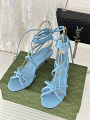 Gucci blue strappy sandal bamboo heels - 4