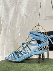 Gucci blue strappy sandal bamboo heels - 2