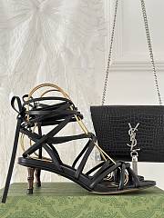 Gucci black strappy sandal bamboo heels - 3