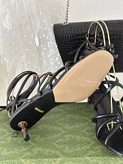 Gucci black strappy sandal bamboo heels - 4