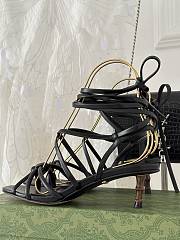 Gucci black strappy sandal bamboo heels - 5