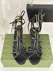 Gucci black strappy sandal bamboo heels - 6