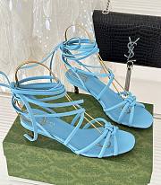 Gucci blue strappy sandal bamboo heels - 1