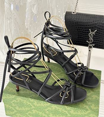 Gucci black strappy sandal bamboo heels