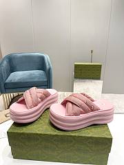 Gucci Pink GG Jacquard Platform Sandals - 3