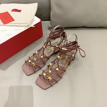Valentino Brown Studed Flat Bohemian Sandals
