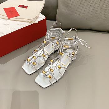 Valentino Silver Studed Flat Bohemian Sandals