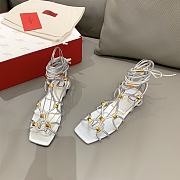 Valentino Silver Studed Flat Bohemian Sandals - 6