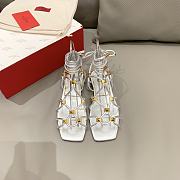 Valentino Silver Studed Flat Bohemian Sandals - 3