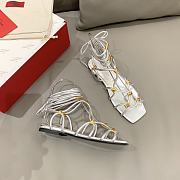 Valentino Silver Studed Flat Bohemian Sandals - 2