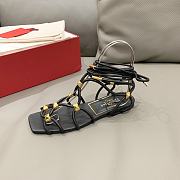 Valentino Black Studed Flat Bohemian Sandals - 6