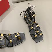 Valentino Black Studed Flat Bohemian Sandals - 4